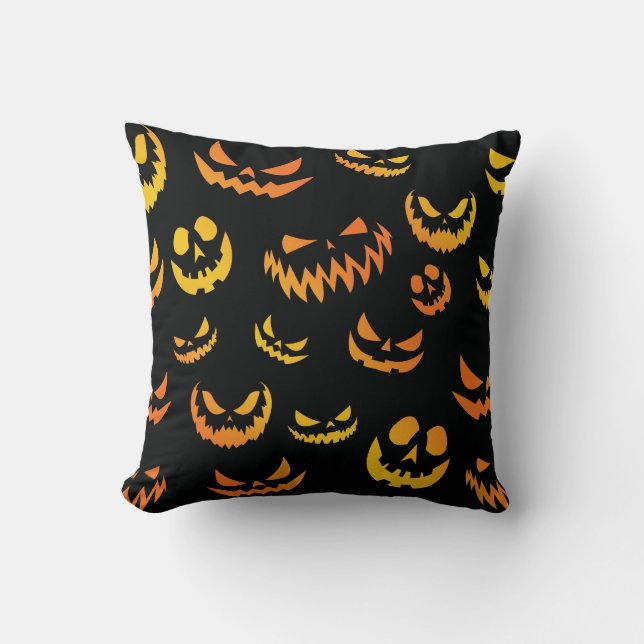 Jack O Lantern Pumpkin Face Kussen (Voorkant)