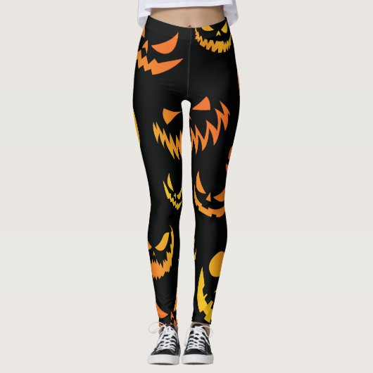 Jack O Lantern Pumpkin Face Leggings (Voorkant)