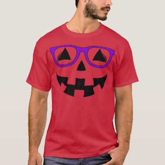 Jack O Lantern Pumpkin Face Paarse Glasses Lashes T-shirt