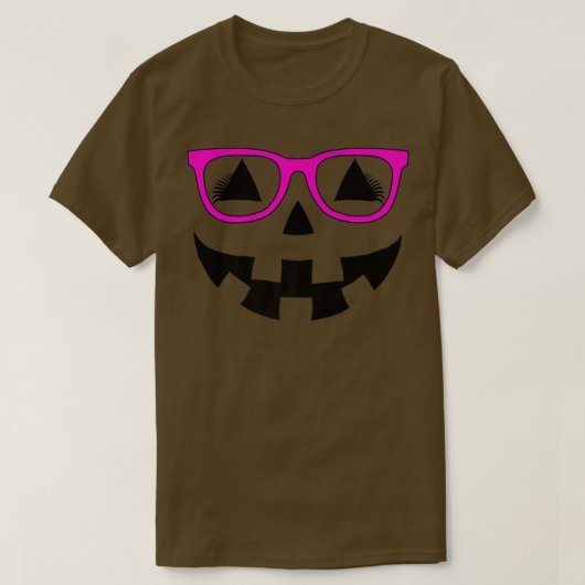 Jack O Lantern Pumpkin Face Pink Glasses Lashes Ha T-shirt (Design voorkant)