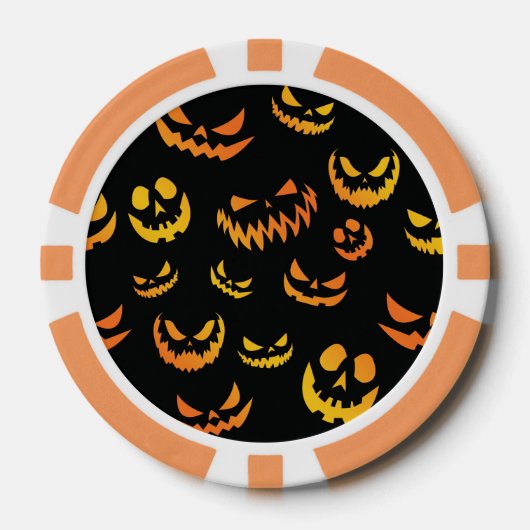 Jack O Lantern Pumpkin Face Poker Chips (Voorkant)