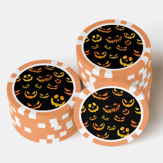 Jack O Lantern Pumpkin Face Poker Chips (Opstapeling)