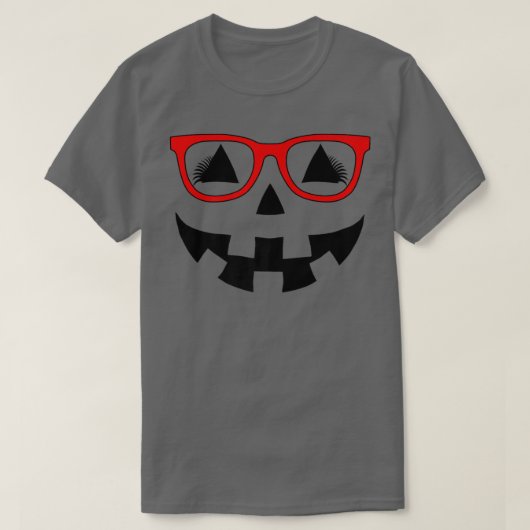 Jack O Lantern Pumpkin Face Red Glasses Lashes Hal T-shirt (Design voorkant)