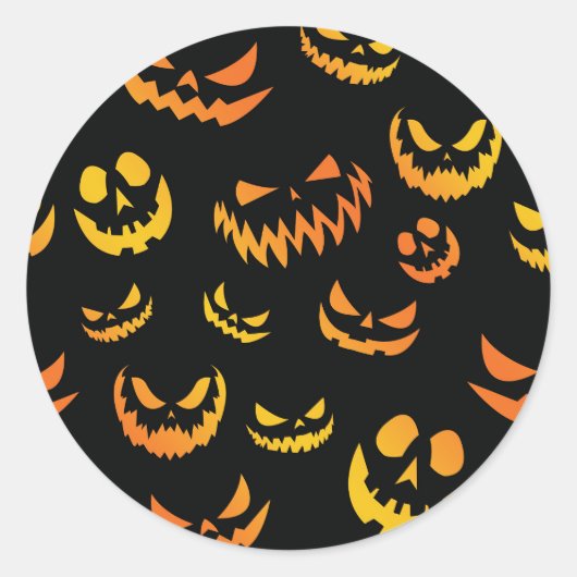 Jack O Lantern Pumpkin Face Ronde Sticker (Voorkant)