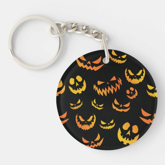 Jack O Lantern Pumpkin Face Sleutelhanger (Voorkant)