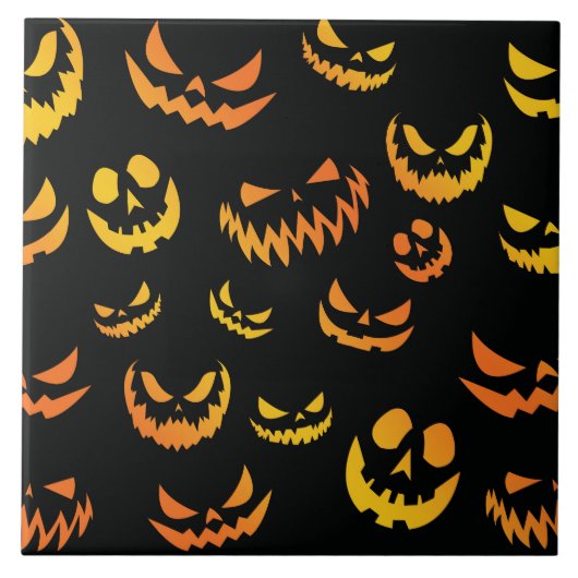 Jack O Lantern Pumpkin Face Tegeltje (Voorkant)