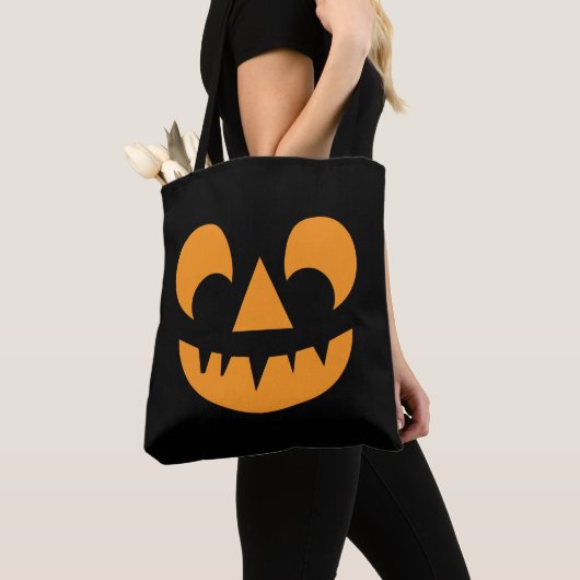 Jack O Lantern Pumpkin Face Tote Bag (Dichtbij)