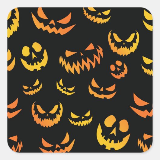 Jack O Lantern Pumpkin Face Vierkante Sticker (Voorkant)