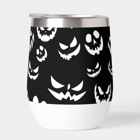 Jack O Lantern Pumpkin Face Zwart en Wit (Rechts)