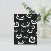 Jack O Lantern Pumpkin Face Zwart en Wit Briefkaart (Staand voorkant)