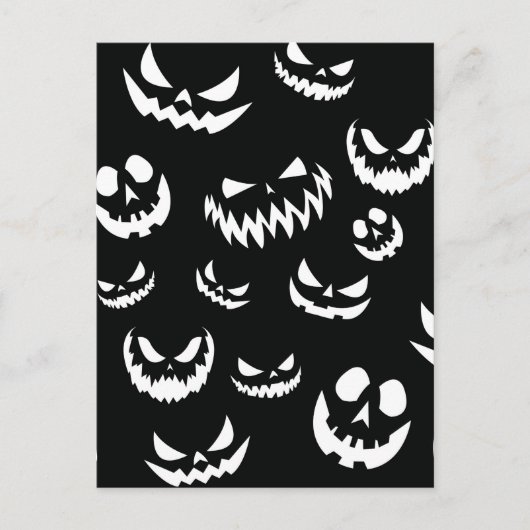 Jack O Lantern Pumpkin Face Zwart en Wit Briefkaart (Voorkant)