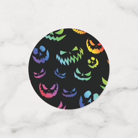 Jack O Lantern Pumpkin Face Zwart en Wit Confetti (Kleine voorkant)