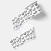 Jack O Lantern Pumpkin Face Zwart en Wit Grosgrain Lint (Achterkant)