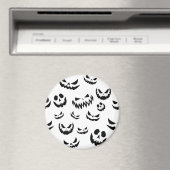 Jack O Lantern Pumpkin Face Zwart en Wit Magneet (Insitu (Vaatwasser))