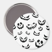 Jack O Lantern Pumpkin Face Zwart en Wit Magneet (Voorkant / Achterkant)