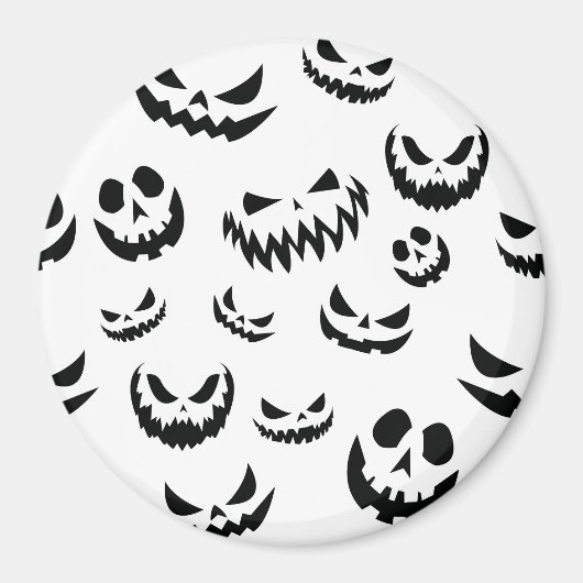 Jack O Lantern Pumpkin Face Zwart en Wit Magneet (Voorkant)