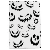 Jack O Lantern Pumpkin Face Zwart en Wit Medium Cadeauzakje (Voorkant)