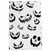 Jack O Lantern Pumpkin Face Zwart en Wit Medium Cadeauzakje (Achterkant)