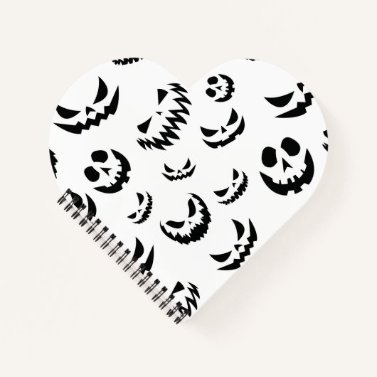 Jack O Lantern Pumpkin Face Zwart en Wit Notitieboek (Voorkant)