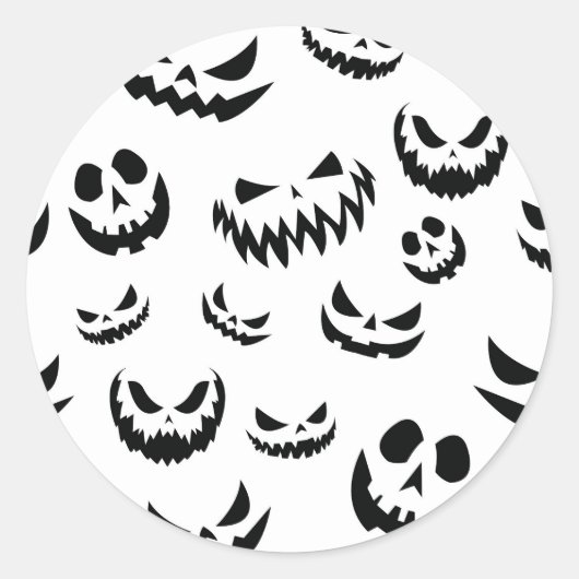 Jack O Lantern Pumpkin Face Zwart en Wit Ronde Sticker (Voorkant)