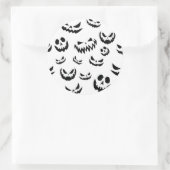 Jack O Lantern Pumpkin Face Zwart en Wit Ronde Sticker (Tas)
