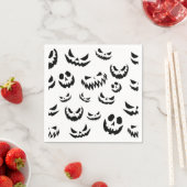 Jack O Lantern Pumpkin Face Zwart en Wit Servet (Insitu)