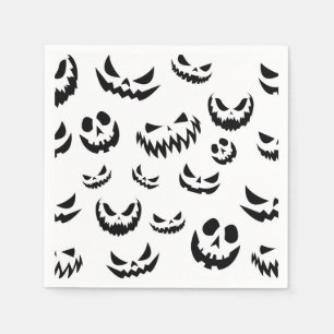 Jack O Lantern Pumpkin Face Zwart en Wit Servet