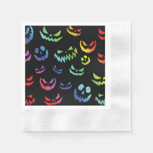 Jack O Lantern Pumpkin Face Zwart en Wit Servet