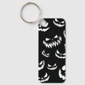 Jack O Lantern Pumpkin Face Zwart en Wit Sleutelhanger (Voorkant)