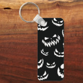 Jack O Lantern Pumpkin Face Zwart en Wit Sleutelhanger (Voorkant)