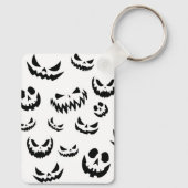Jack O Lantern Pumpkin Face Zwart en Wit Sleutelhanger (Achterkant)