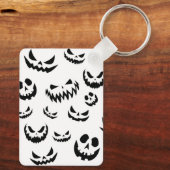 Jack O Lantern Pumpkin Face Zwart en Wit Sleutelhanger (Achterkant)