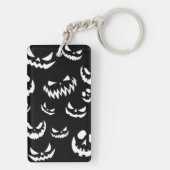 Jack O Lantern Pumpkin Face Zwart en Wit Sleutelhanger (achterkant)