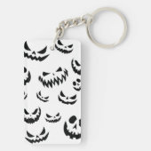 Jack O Lantern Pumpkin Face Zwart en Wit Sleutelhanger (achterkant)