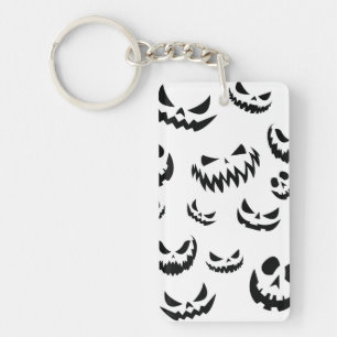 Jack O Lantern Pumpkin Face Zwart en Wit Sleutelhanger