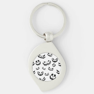 Jack O Lantern Pumpkin Face Zwart en Wit Sleutelhanger