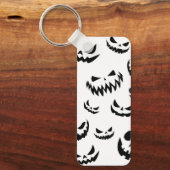Jack O Lantern Pumpkin Face Zwart en Wit Sleutelhanger (Voorkant)