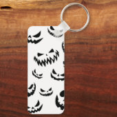 Jack O Lantern Pumpkin Face Zwart en Wit Sleutelhanger (Achterkant)