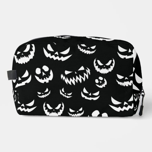 Jack O Lantern Pumpkin Face Zwart en Wit Toilettasje (Voorkant)