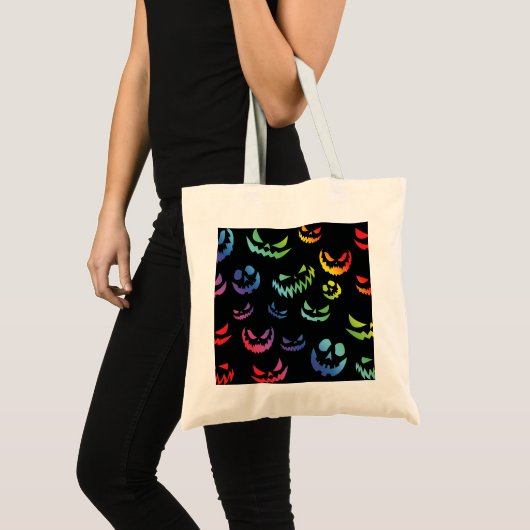 Jack O Lantern Pumpkin Face Zwart en Wit Tote Bag (Voorkant (product))