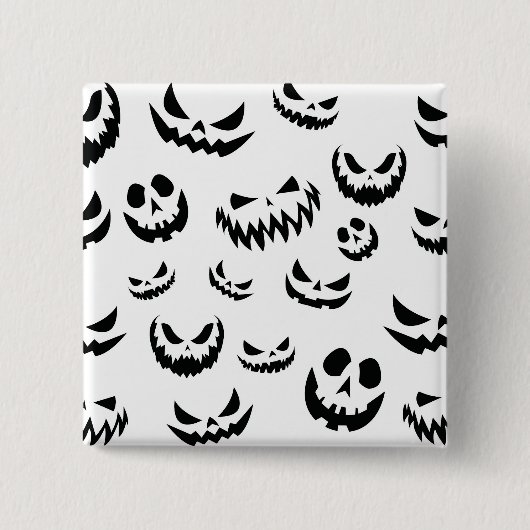 Jack O Lantern Pumpkin Face Zwart en Wit Vierkante Button 5,1 Cm (Voorkant)