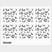 Jack O Lantern Pumpkin Face Zwart en Wit Vierkante Sticker (Vel)