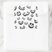 Jack O Lantern Pumpkin Face Zwart en Wit Vierkante Sticker (Tas)
