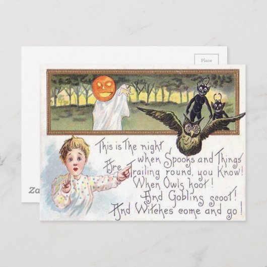 Jack O' Lantern Pumpkin Ghost Owl Goblin Briefkaart (Voorkant / Achterkant)