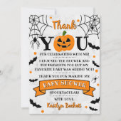 Jack-o'-lantern Pumpkin Halloween Baby shower Bedankkaart (Voorkant)