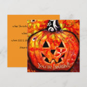 Jack O Lantern Pumpkin Halloween Party Uitnodiging (Voorkant / Achterkant)