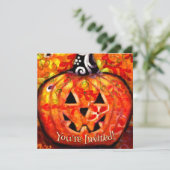 Jack O Lantern Pumpkin Halloween Party Uitnodiging (Staand voorkant)