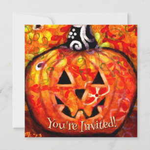 Jack O Lantern Pumpkin Halloween Party Uitnodiging