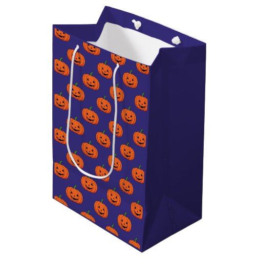 Jack-O'-Lantern Pumpkin Halloween Pattern Medium Cadeauzakje (Voorkant Gekanteld)