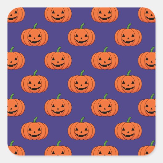 Jack-O'-Lantern Pumpkin Halloween Pattern Vierkante Sticker (Voorkant)